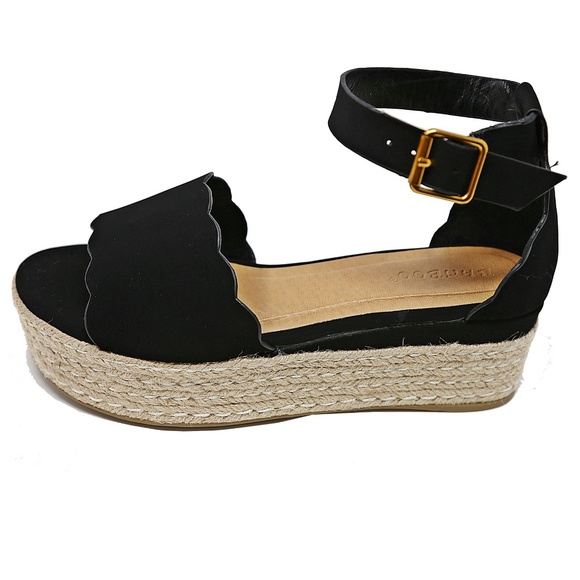 New Black Flatform Platform Espadrille Sandals - Picture 2 of 8